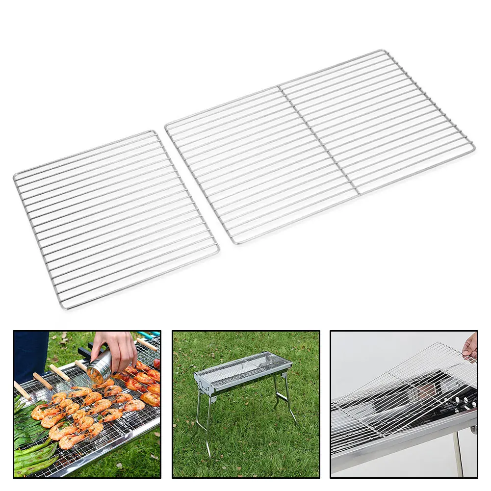 Outdoor Grill Mesh Stainless Steel Grill Mesh Camping Outdoor Picnic 30x45cm Easy To Clean Multi-purpose Design Rust Resistant