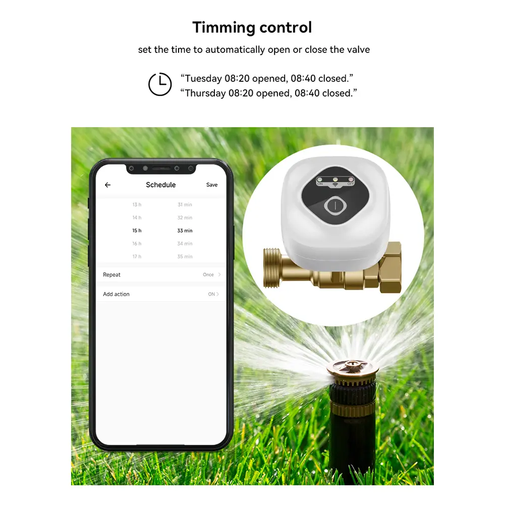 Automated Schedules For Garden Smart WiFi Water Valve Automatic Water Shutoff Advanced Technology Easy Installation