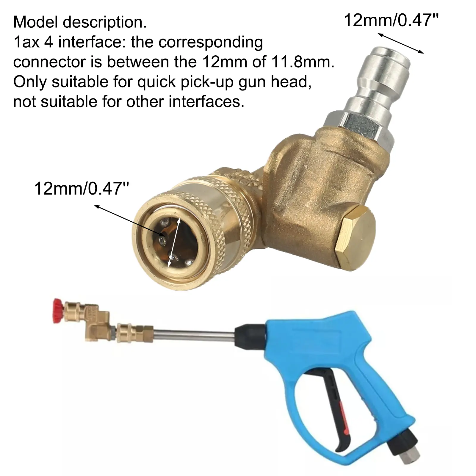 High Pressure Nozzle Cleaning Connector 360-degree Swivel Joint Alloy Material Must-have Cleaning Tool 12mm Quick Connector