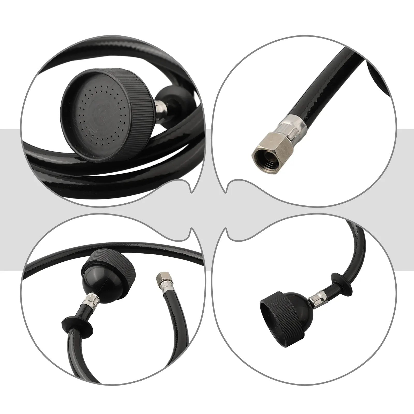 Shampoo Bed Nozzle Faucet Nozzle For Hair Salon Barber Shop With Black Rubber Hose Faucet Extension Nozzle Shampoo Sprayer