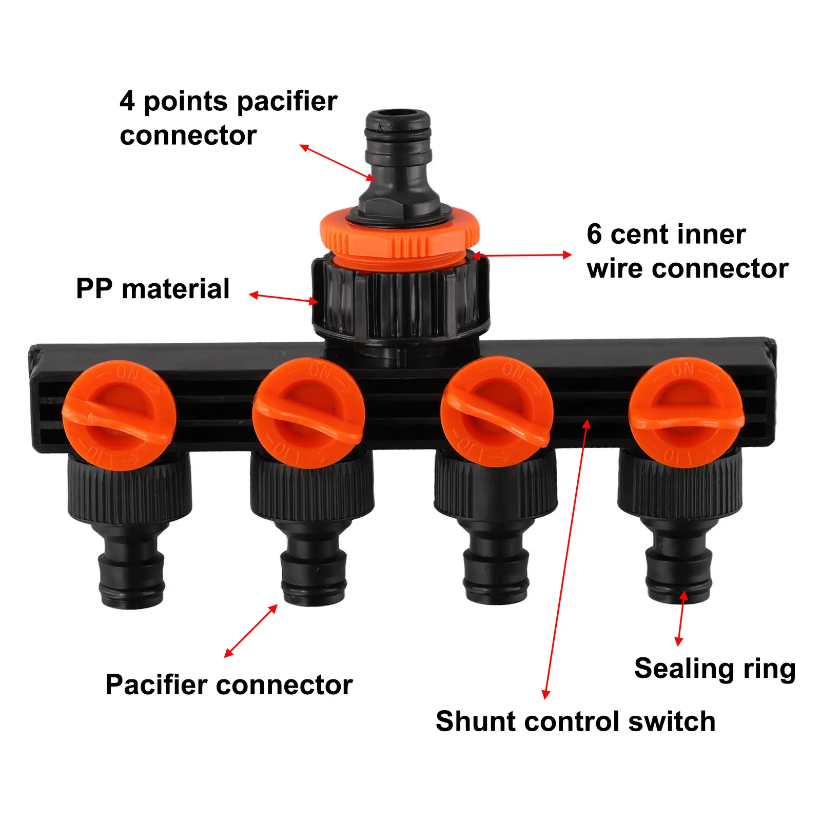 Distributor Faucet Faucet Dispenser 183*122MM Watering Connector With Valve Garden Leakproof Plastic Practical