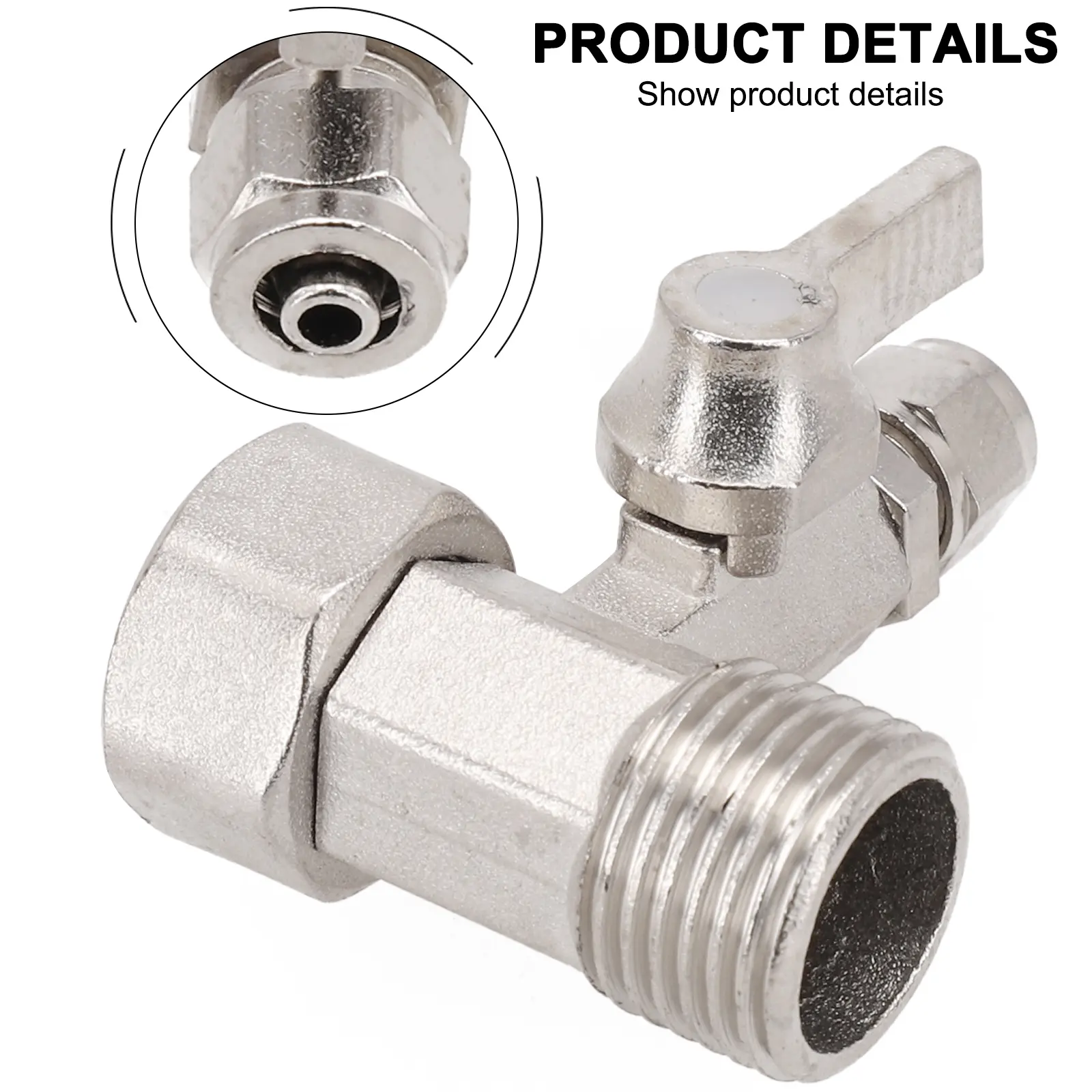 Home Improvement Plumbing Fixtures Water Adapter 1/2\\\\\\\" To 1/4\\\\\\\'\\\\\\\' Alloy RO Feed Silver With Shut-off Ball