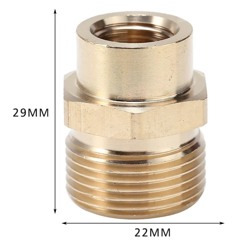 M22 Male Adaptor 1pc 1/4\" Female Brass For High Pressure Water Tools Internal And External Thread High Quality Practical