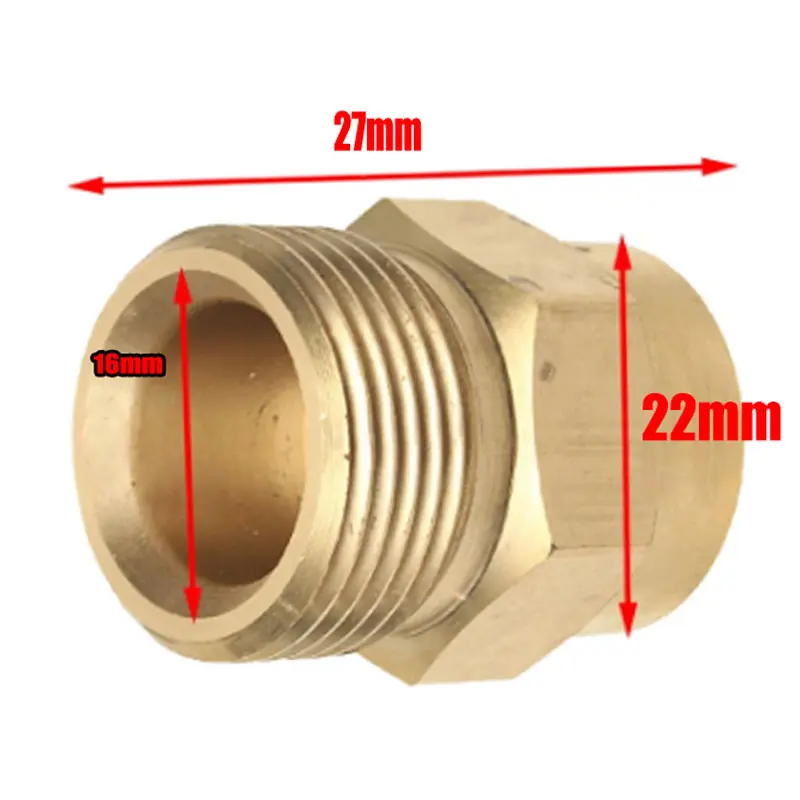 M22 Male Adaptor 1pc 1/4\" Female Brass For High Pressure Water Tools Internal And External Thread High Quality Practical