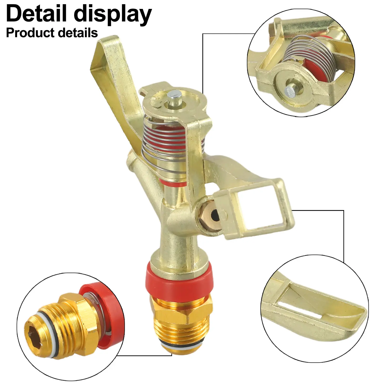 1/2 In Brass Rocker Arm Water Sprinkler 360 Degree Automatic Rotary Mist Spray Nozzle Garden Lawn Irrigation Watering Sprinkler