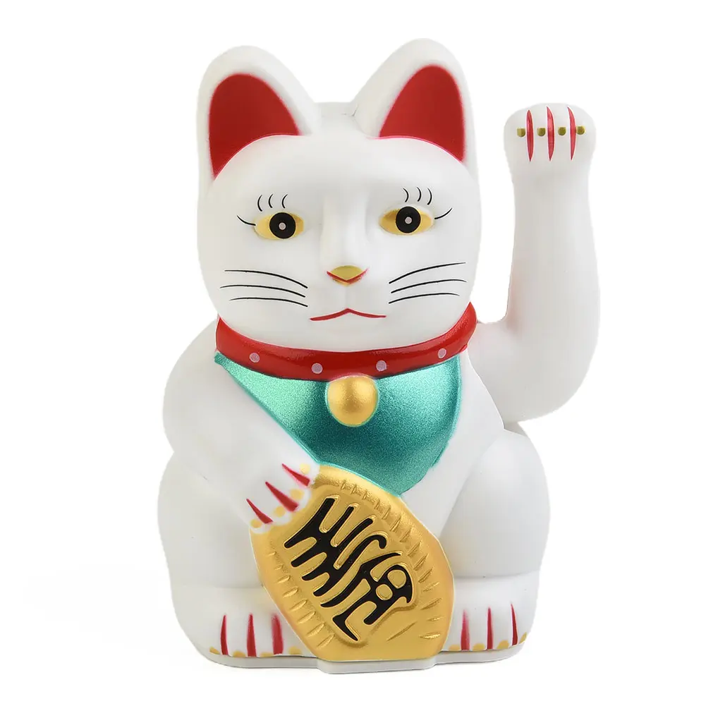 5inch Plastic Electric Waving Lucky Cat Ornament for Store Office Home Desk Decoration Battery Powered Moving Arm
