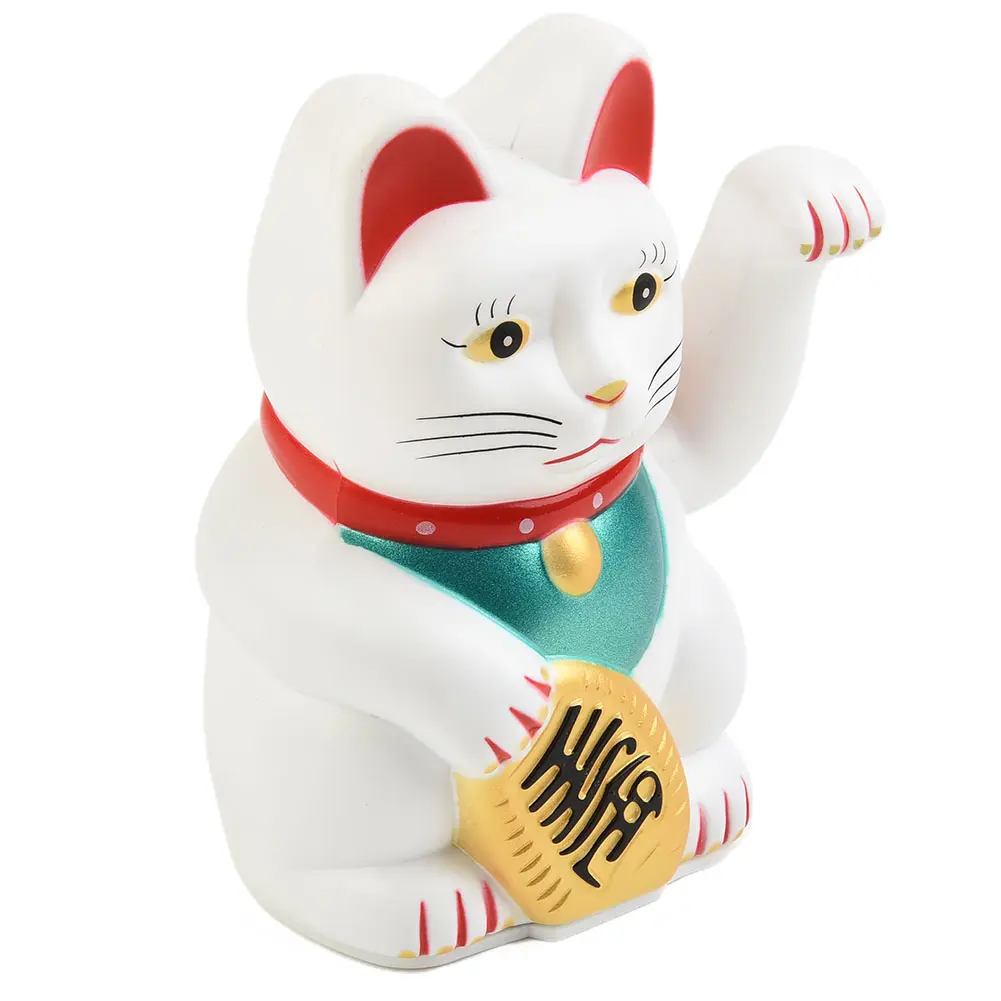 5inch Plastic Electric Waving Lucky Cat Ornament for Store Office Home Desk Decoration Battery Powered Moving Arm