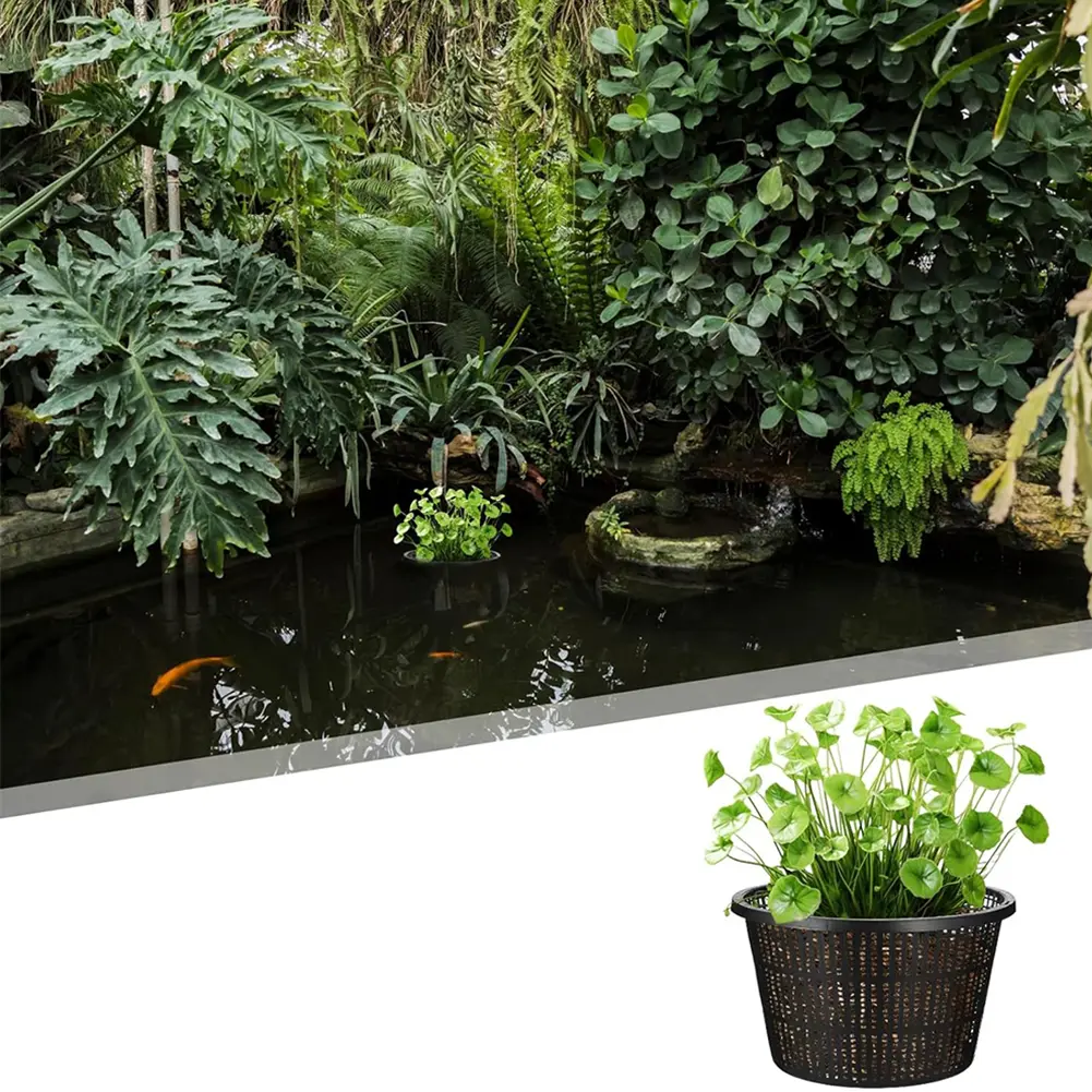 Pond Plant Pots Aquatic Net Pots Black Multipurpose Flower Container Basket Perfect For Pond Use Sturdy Plastic Construction
