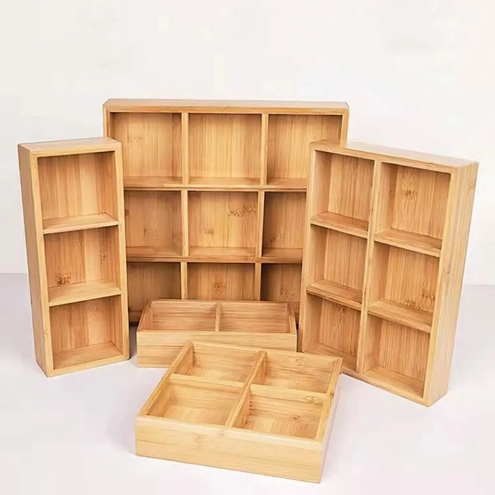 Breakfront Wooden Tray Tray Basket 33x22x5cm 6 Grids Crack-resistant Elegant Design Heavy And Strong Multi-functional