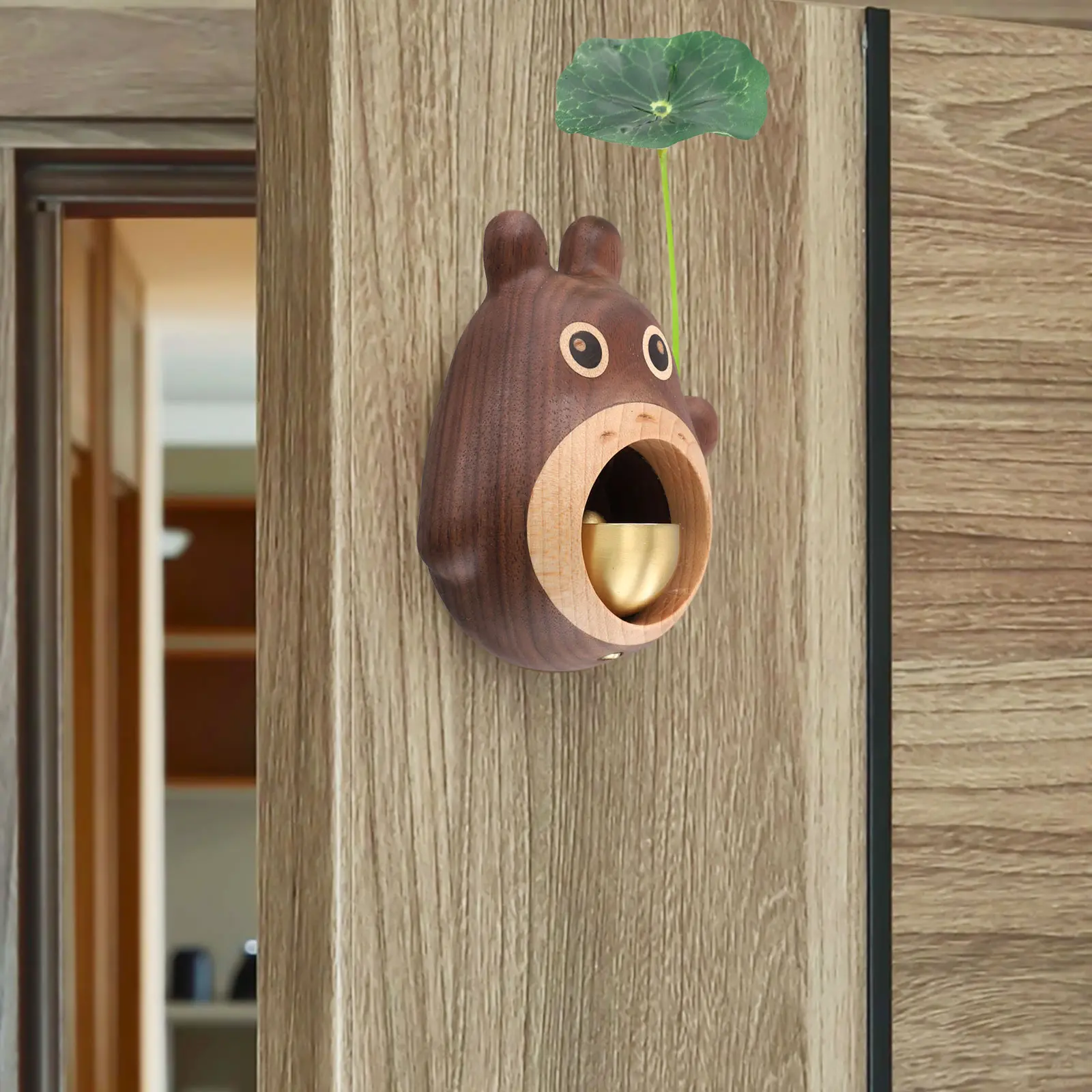 Charming Doorbell Totoro Doorbell Cartoon Doorbell Versatile For Indoor Outdoor Whimsical Design Natural Wood Material