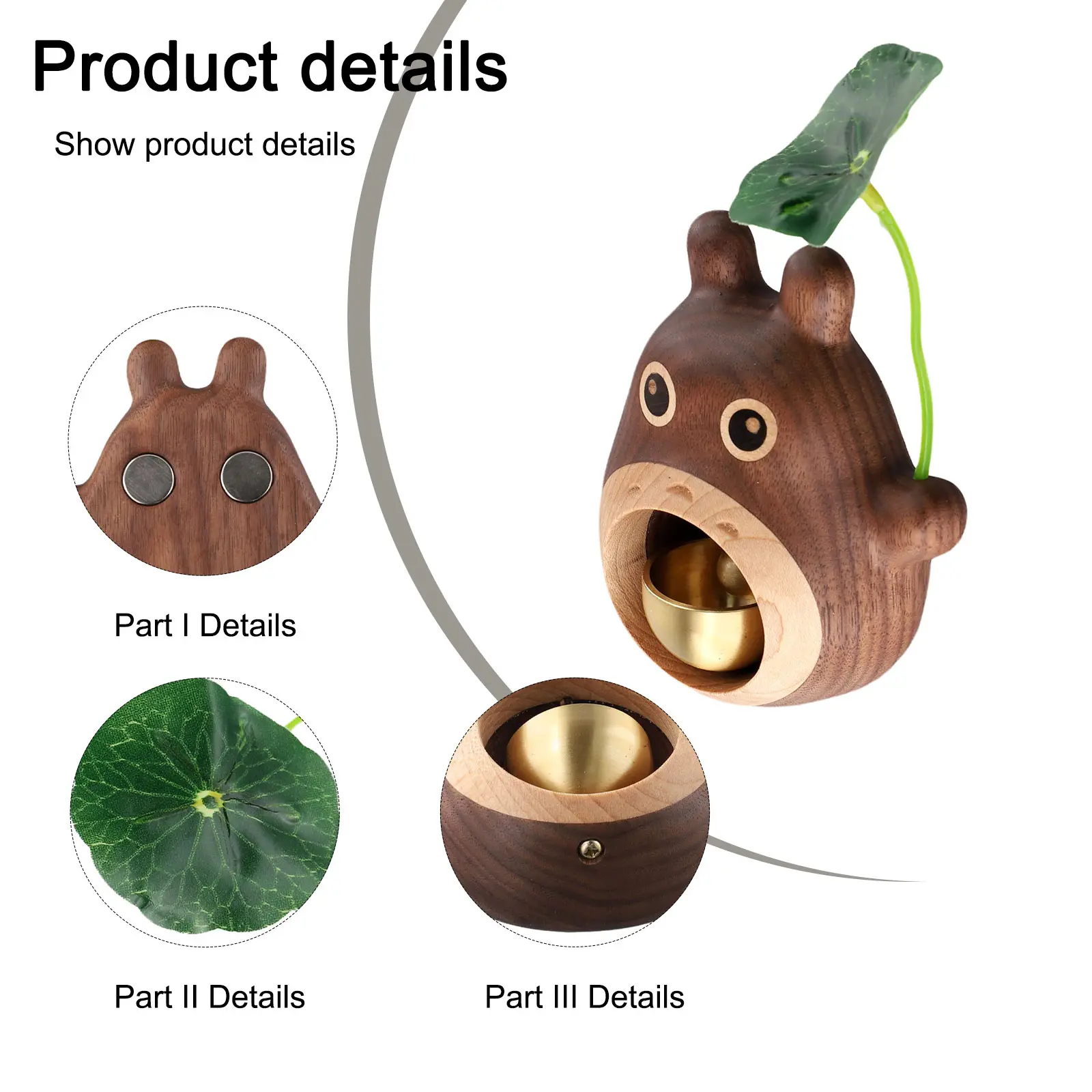 Charming Doorbell Totoro Doorbell Cartoon Doorbell Versatile For Indoor Outdoor Whimsical Design Natural Wood Material