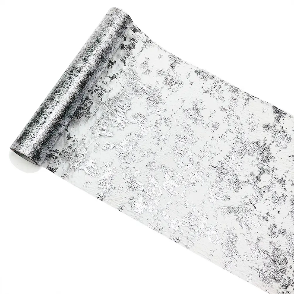 Halloween Thanksgiving Foil Mesh Table Runner Christmas Table Runner Metal Foil Printing Sequin Glitter Foil Design