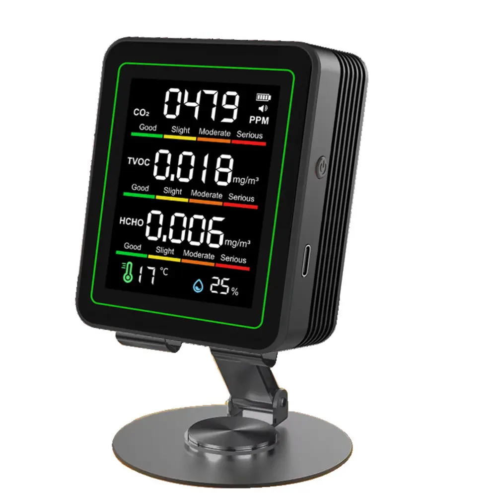 Indoor 5-in-1 Carbon Dioxide Air Quality Monitor Humidity & Temperature Detector Home Gardening Hot Selling Products
