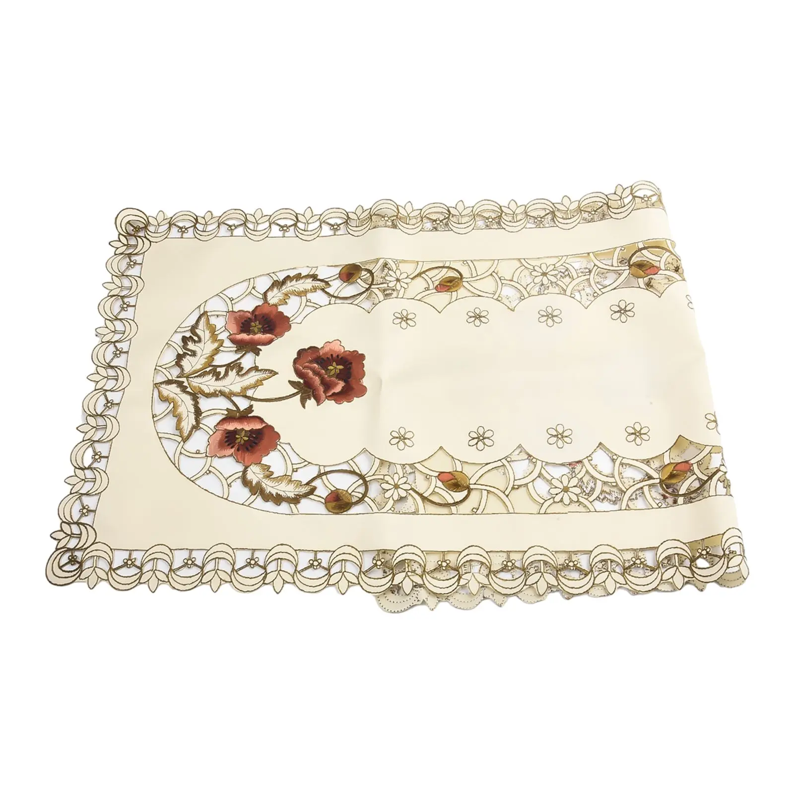 40*85cm Tablecloth Accessories Washable Decoration Embroidered Floral Protective Satin Fabric Practical Useful