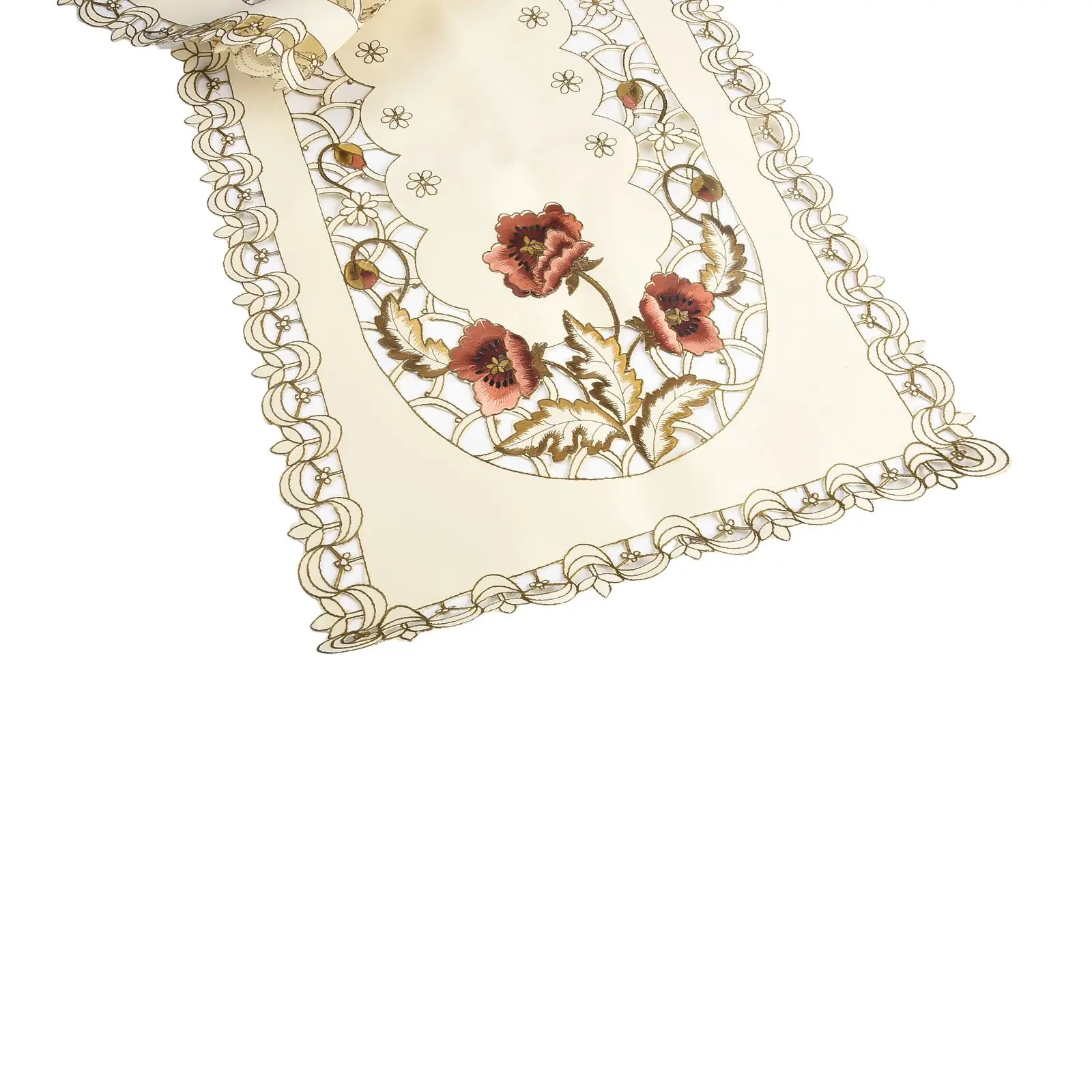 40*85cm Tablecloth Accessories Washable Decoration Embroidered Floral Protective Satin Fabric Practical Useful