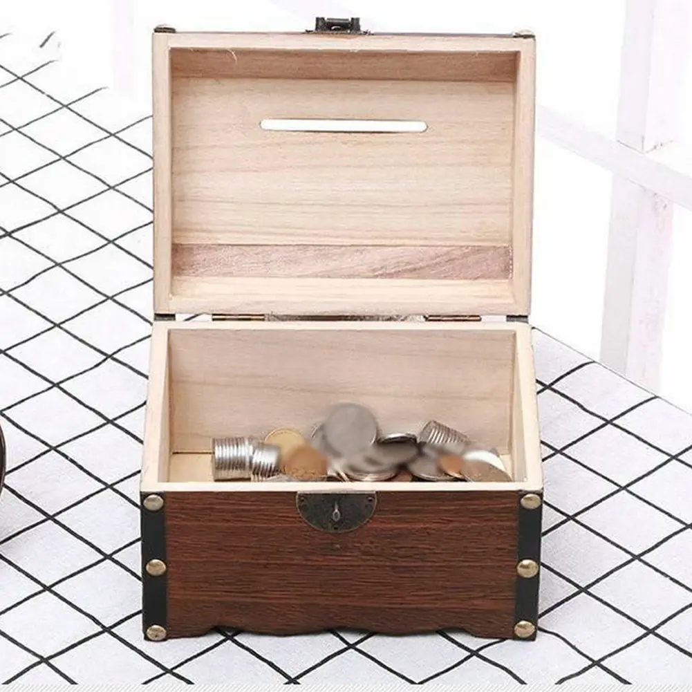 Birthday Party Piggy Bank Stylish Wooden Piggy Bank Educational Tool Natural Wood Personal Savings Spacious Interior