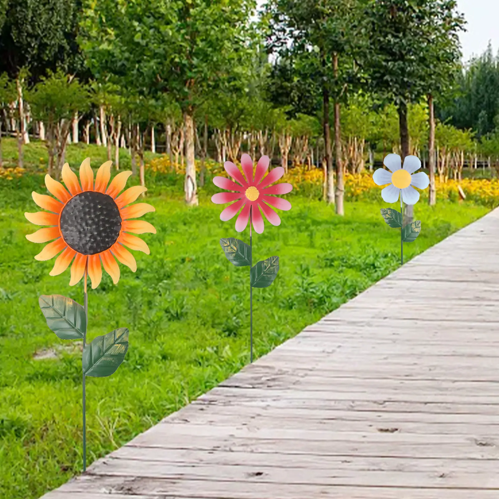 14*48cm Size Large Metal Flower Ornament Flower Garden Sculpture Delicate Petals Graceful Curves Long-lasting Metal