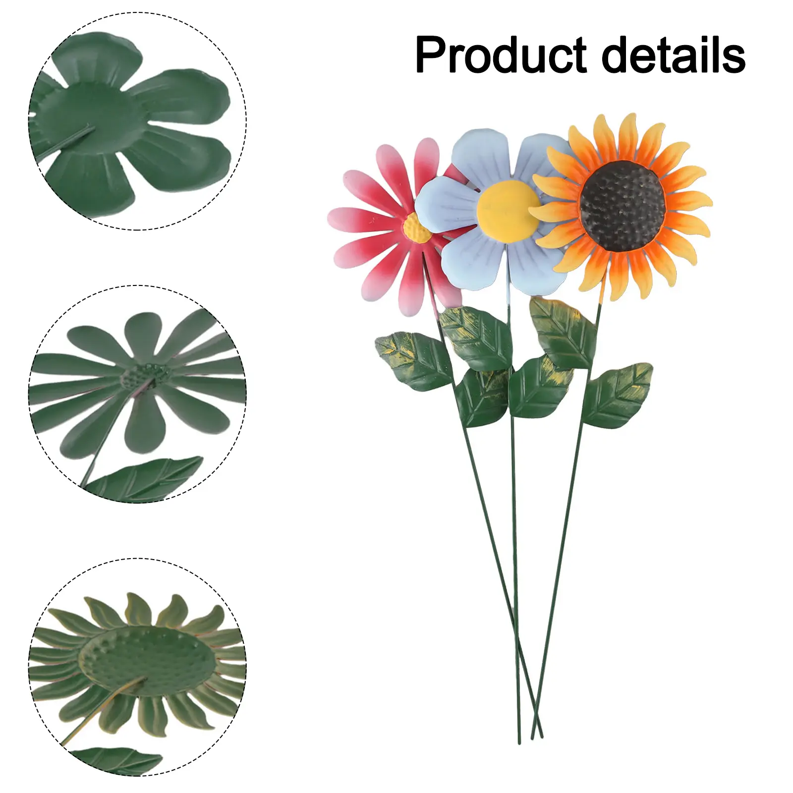 14*48cm Size Large Metal Flower Ornament Flower Garden Sculpture Delicate Petals Graceful Curves Long-lasting Metal