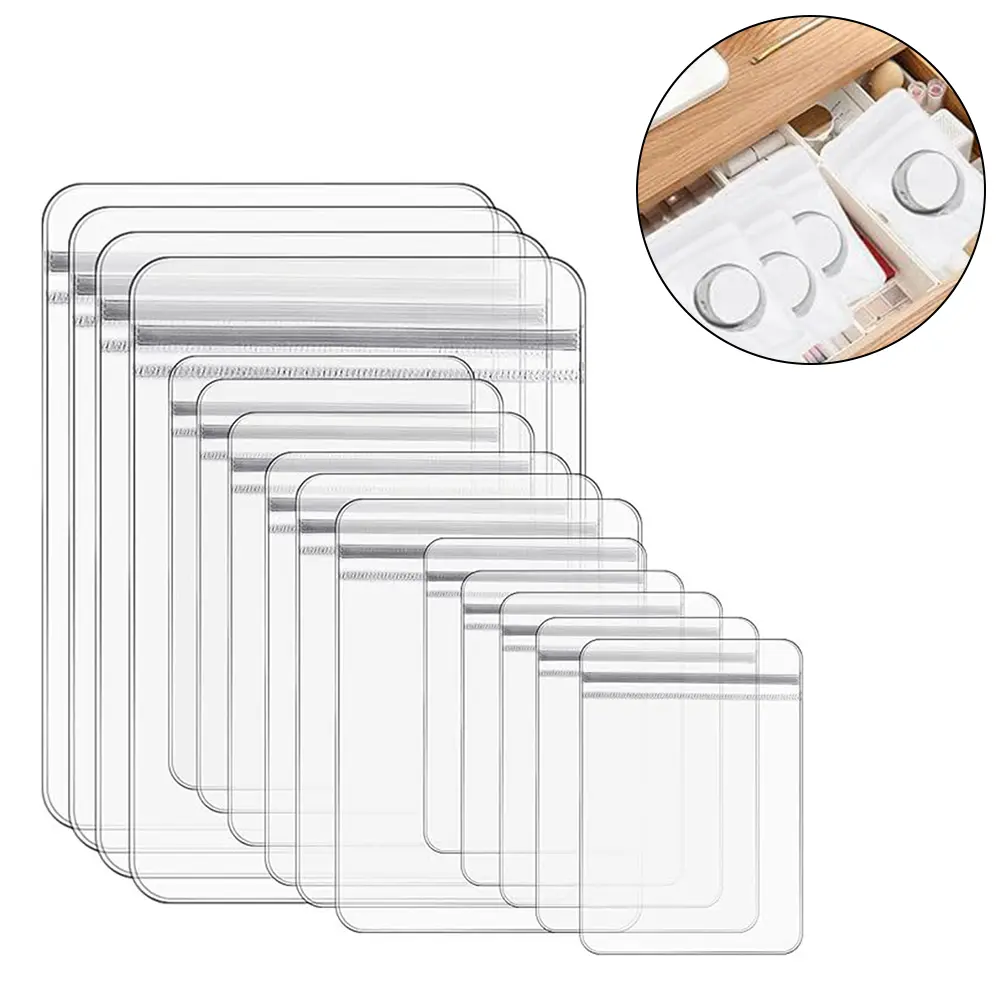 2.36 1.57 Inches Clear Plastic Bags Anti Tarnish Bags Thick PVC Bags Travel Organizer Classify Small Items For Bracelets