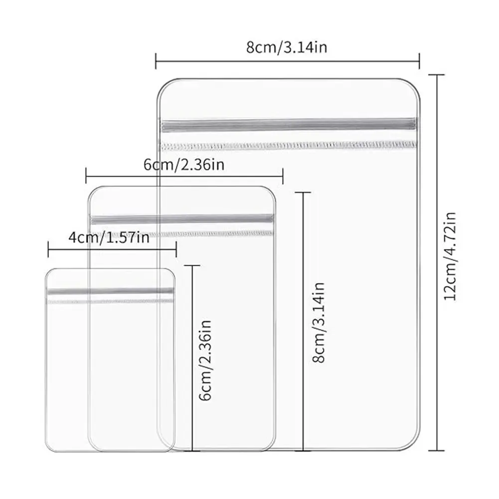 2.36 1.57 Inches Clear Plastic Bags Anti Tarnish Bags Thick PVC Bags Travel Organizer Classify Small Items For Bracelets