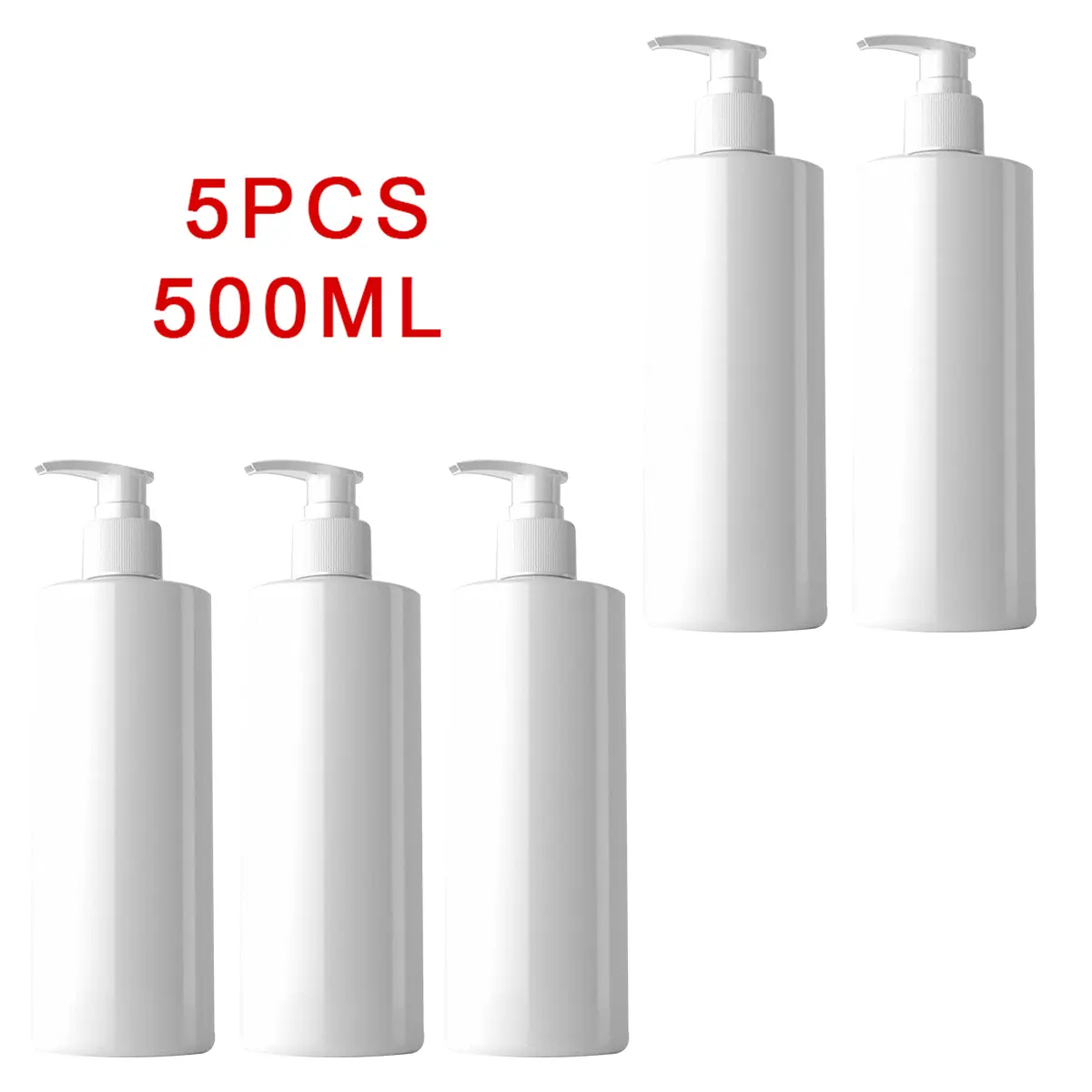 High quality New Practical Empty Pump Bottles Large capacity With Pump Dispensers 5PCS Empty Plastic Refillable