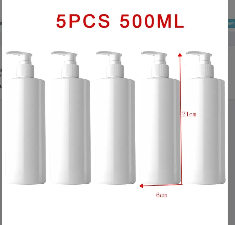 High quality New Practical Empty Pump Bottles Large capacity With Pump Dispensers 5PCS Empty Plastic Refillable