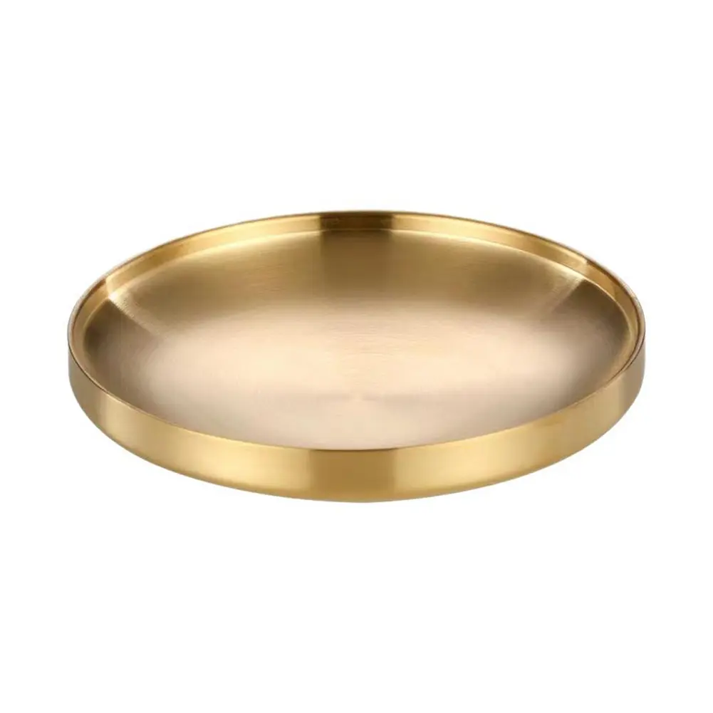 17 19 21 23cm Gold Stainless Steel Tray Versatile Serving Tray Wide Range Of Applications Brushed Finish Easy Cleaning