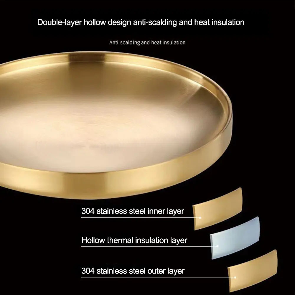 17 19 21 23cm Gold Stainless Steel Tray Versatile Serving Tray Wide Range Of Applications Brushed Finish Easy Cleaning