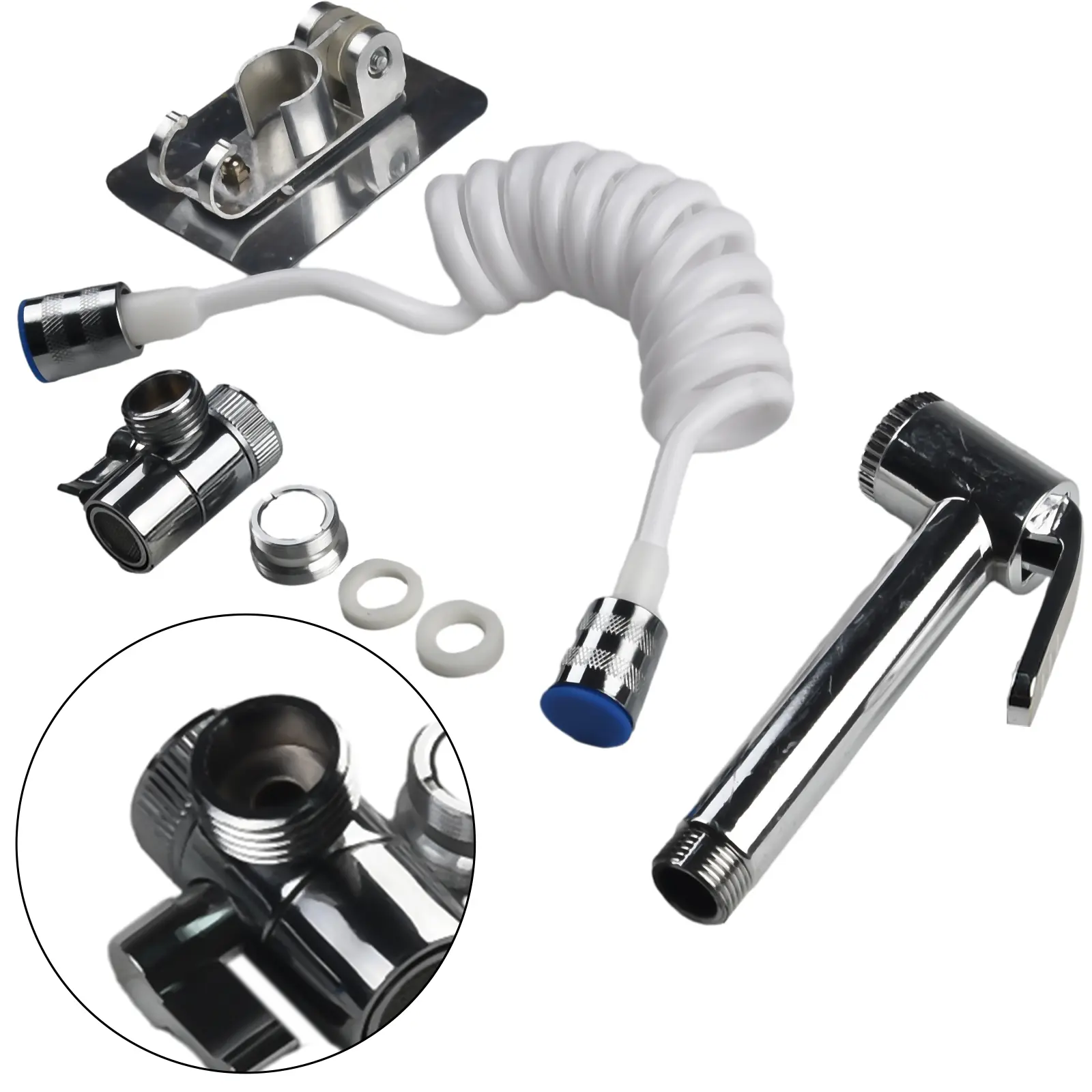 Silver Sprayer set ABS Hand Set Sink Sprinkler Valve Base Basin Bathroom Hose Household Pack Brand New Suitable