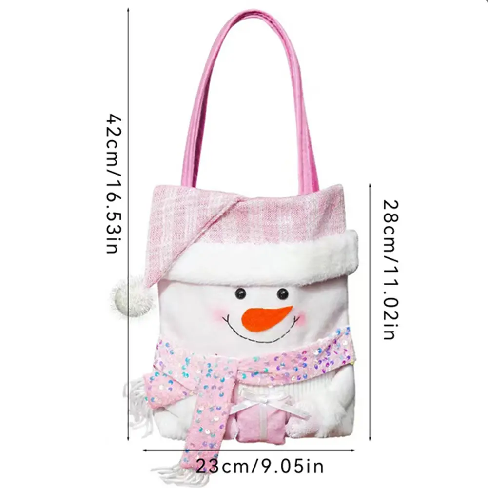 1pc Christmas Decorations Pink Cartoon Fabric Doll Christmas Bag Handheld Bag