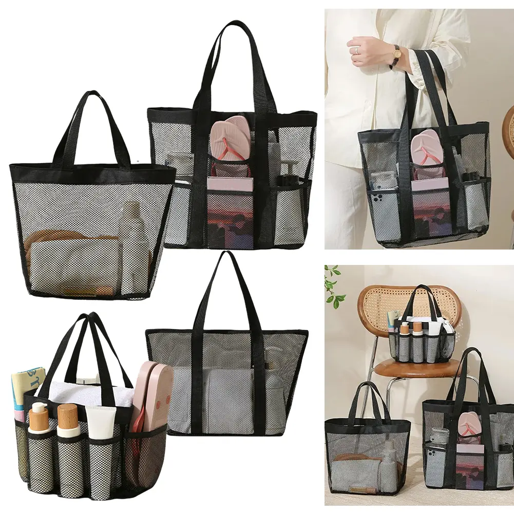 Portable Mesh Easy Clean Portable Storage Bag Quick Dry Tough And Mesh Breathable Mesh Fabric Reinforced Handle