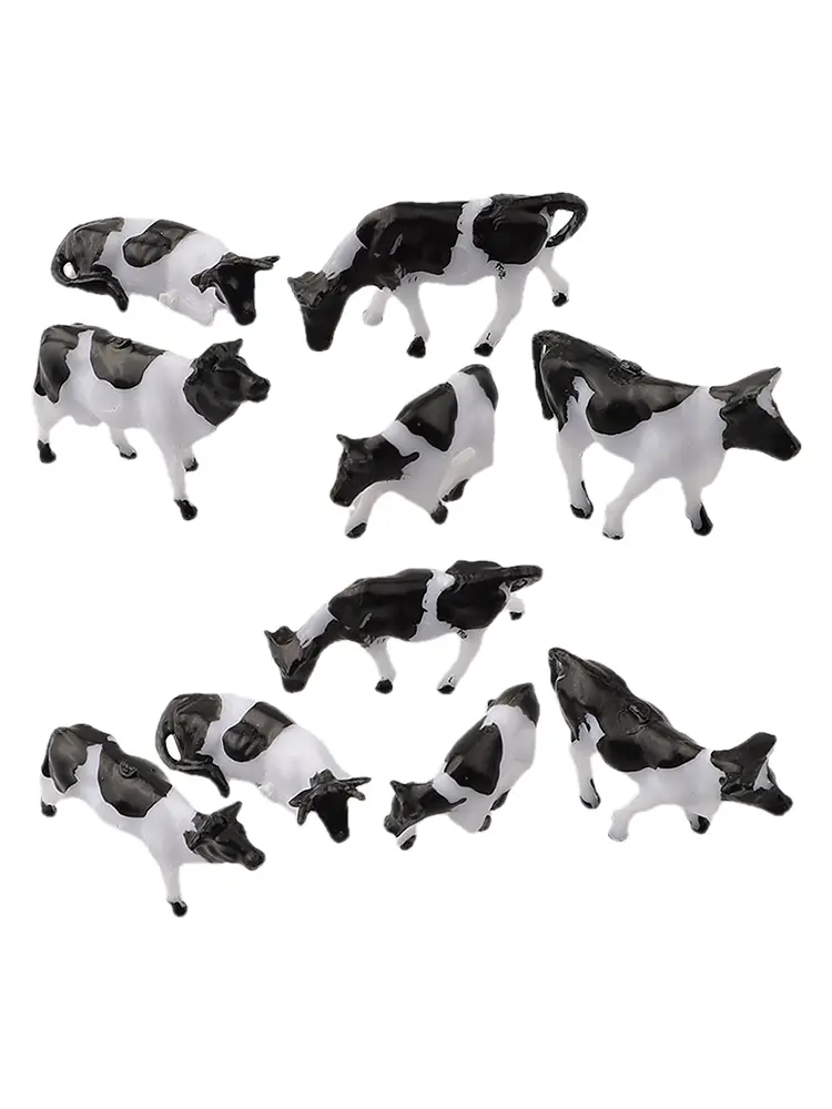 Cow Model Model Trinket 1/87 10 Styles/pack Colorful Hand-colored Height 1.0cm-2.0cm Length 2.0cm-3.0cm Plastic