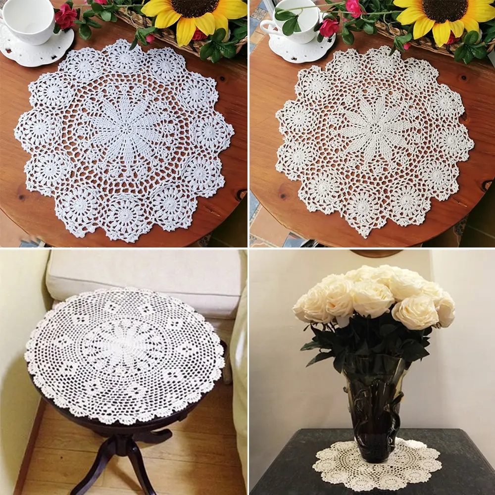 Tables Placemat Crochet Crochet flower Decoration Dining Handmade Home Living room Round 1PC Brand new Fashion