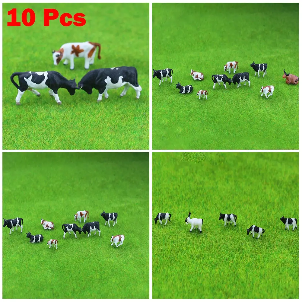 Cow Model Model Trinket 1/87 10 Styles/pack Colorful Hand-colored Height 1.0cm-2.0cm Length 2.0cm-3.0cm Plastic