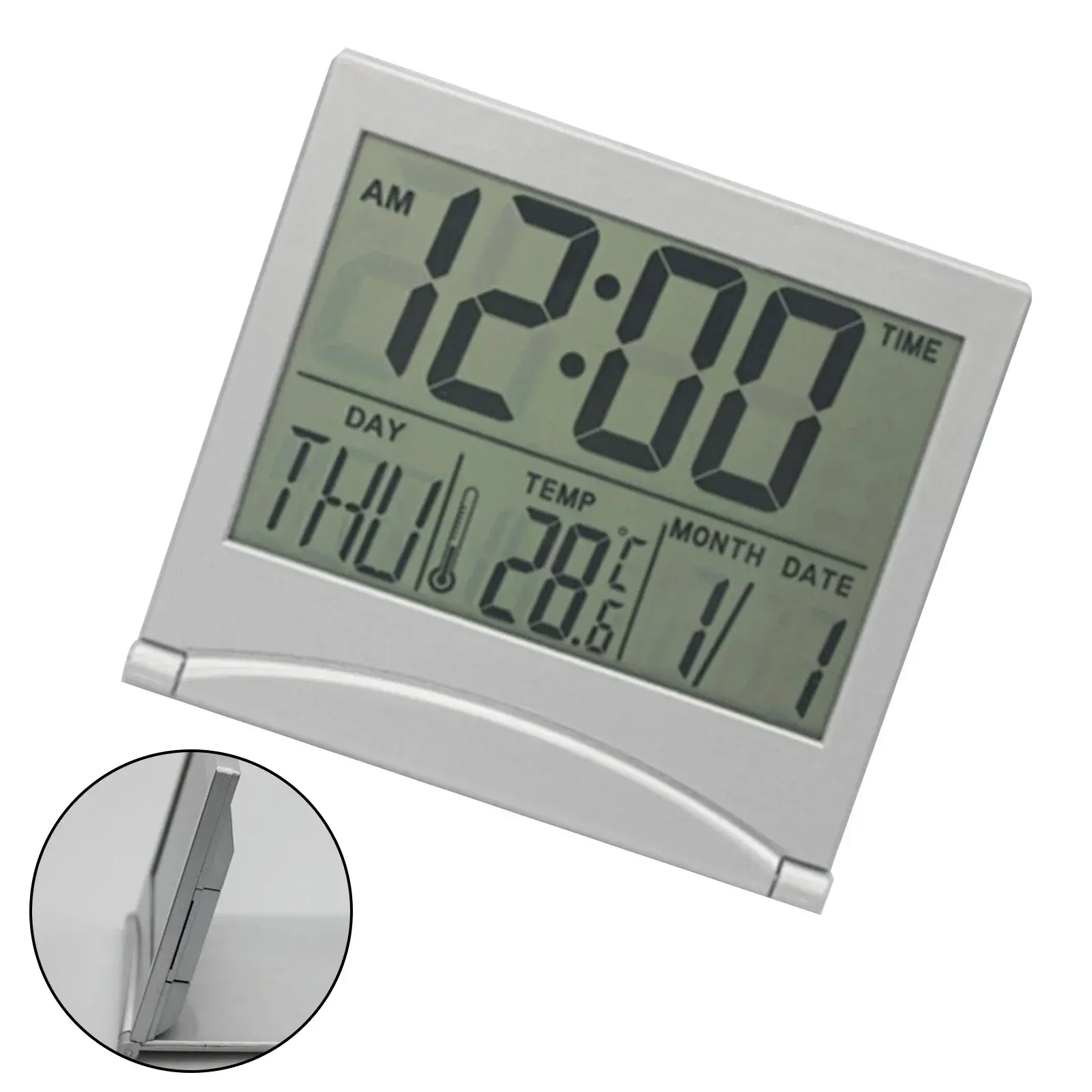 Foldable Alarm Clock 90 X 80 X 1mm Cooking Day Digital Travel Clock For Studying Large LCD Display Light Weight