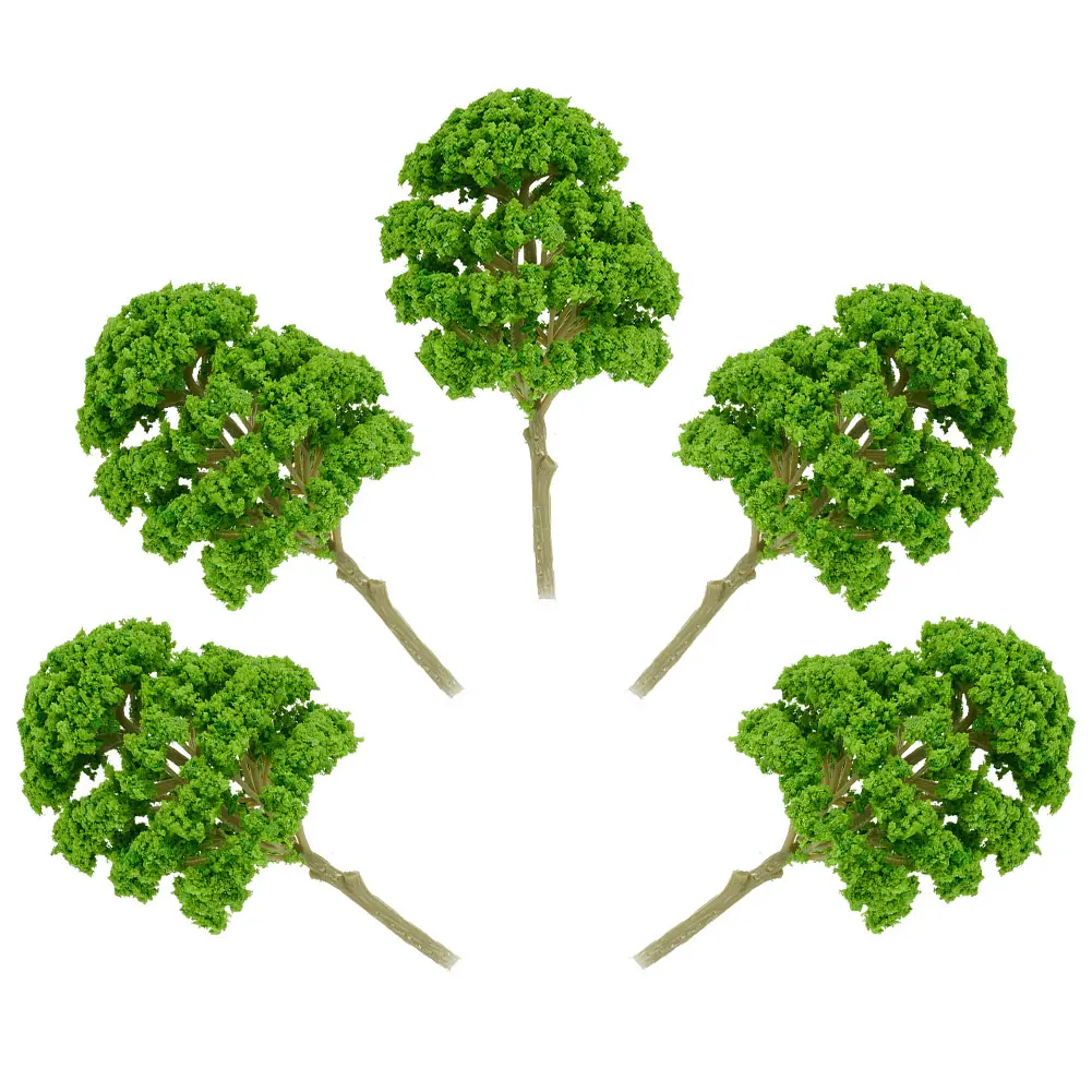 Plastic Green Model Trees for Railway Train Park Landscape, Pack of 5, 14 5cm Height, Enhance Your Model Landscape