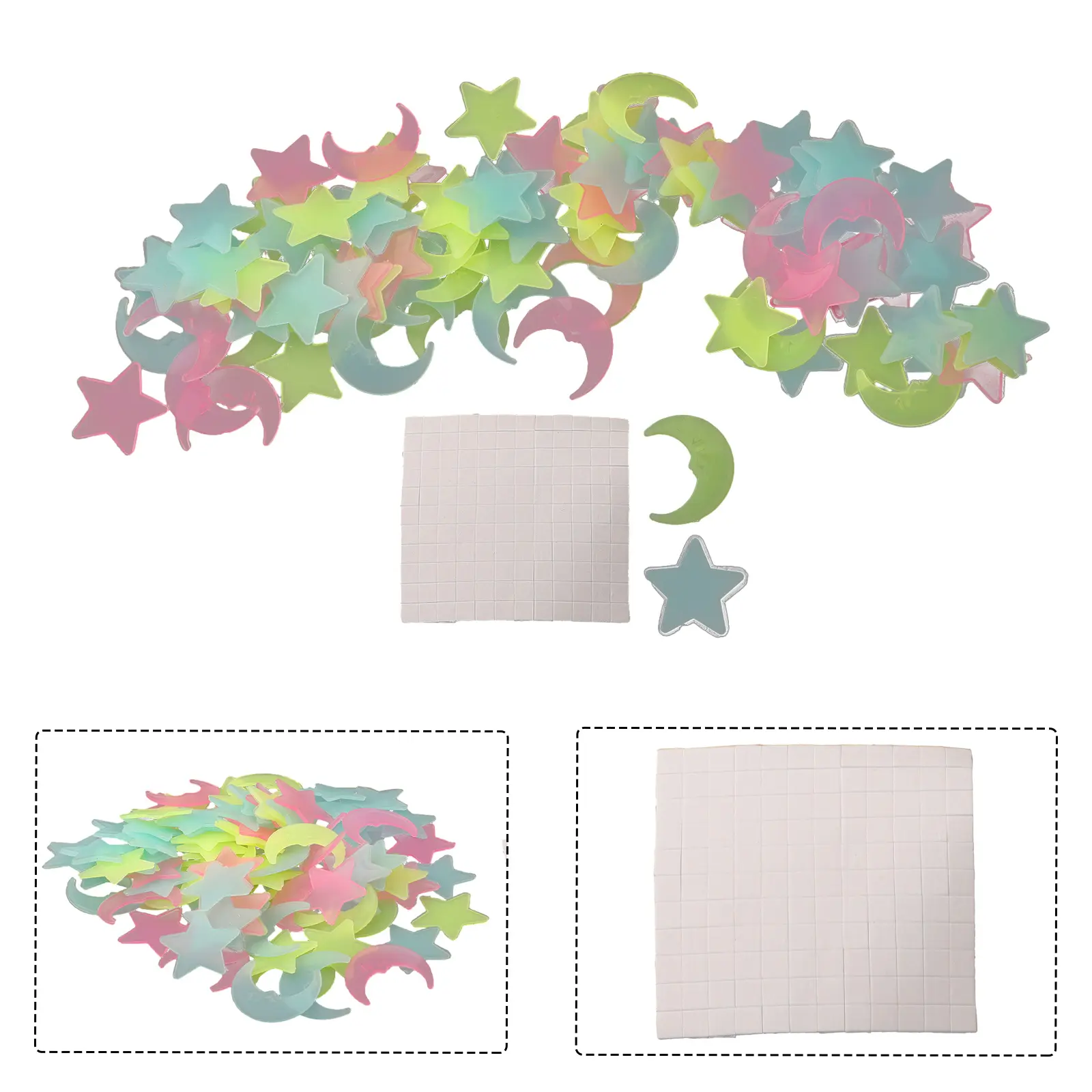 100PC Stickers 100PCS Glow In The Dark 100Pcs 100Pcs Pack Living Luminous Moon 100XPCS Wall Moons 100pcs Night