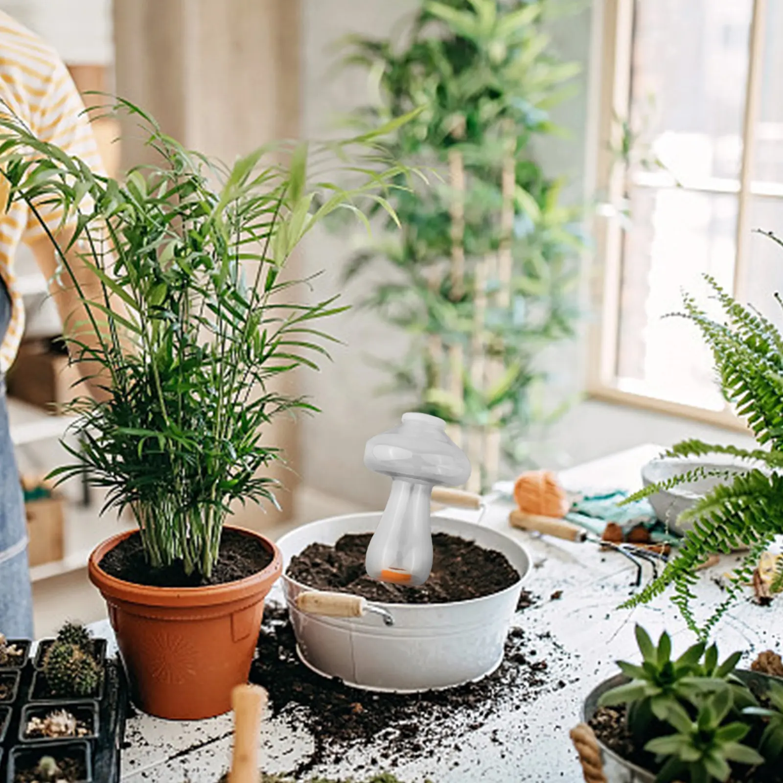 As Shown Indoor Plant Care Easy Operation Decorative Plant Devices Mushroom-Shaped Design Terracotta Water Spikes