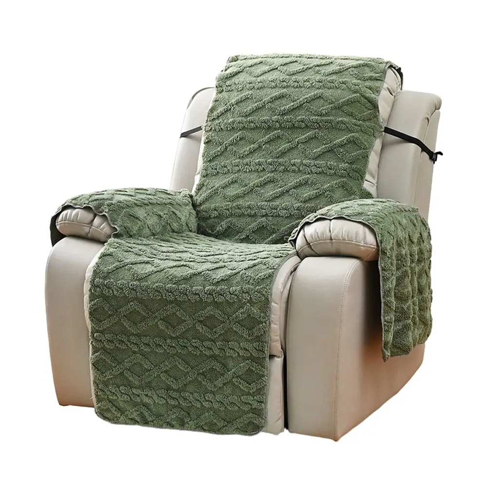 Plush Velvet Recliner Cover for Massage Chairs Thick Double Sided Protection Against Stains and Scratches Easy Care Material