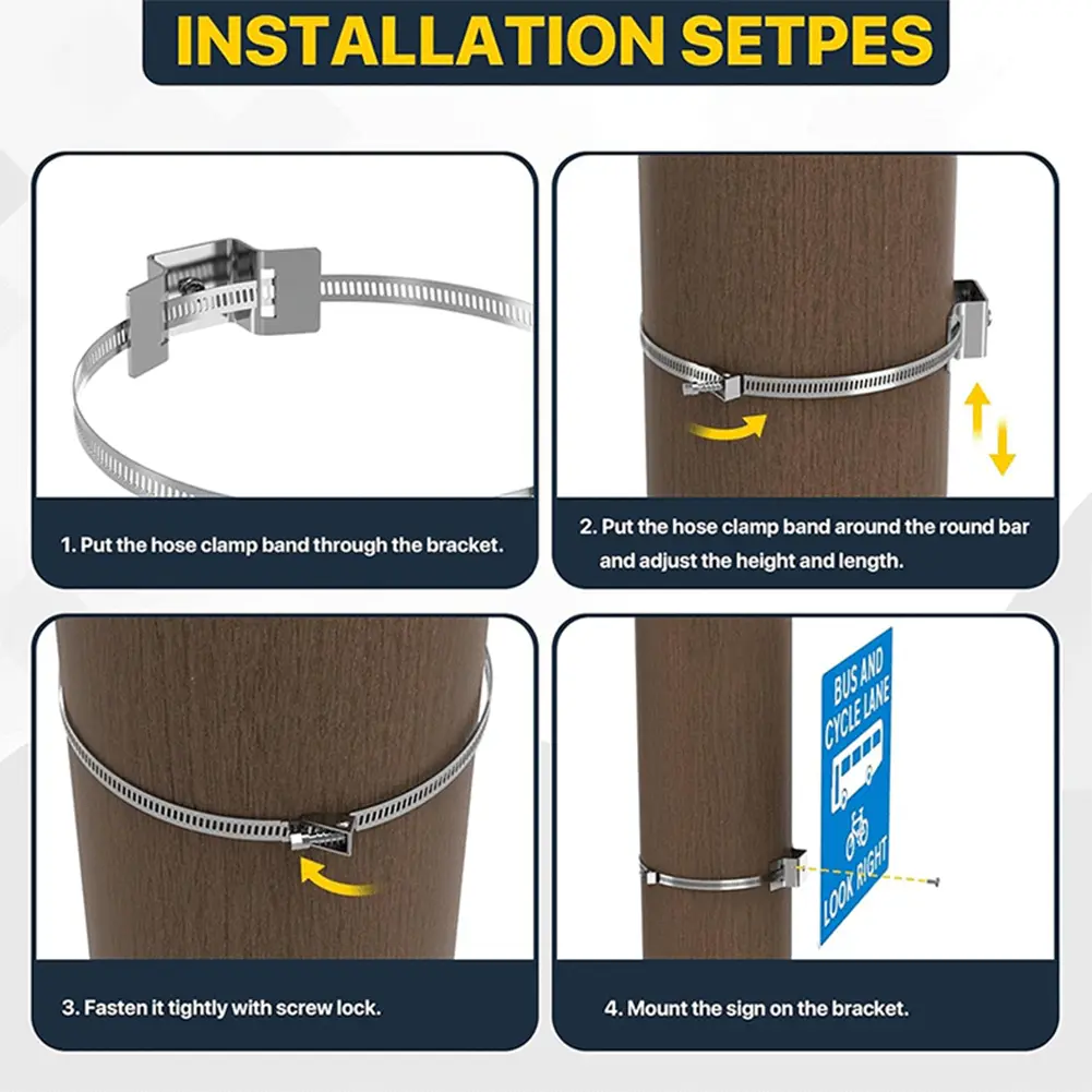Cylindrical Compatibility As Show Adjustable Sign Holder Cylindrical Object Compatibility Easy Installation Design