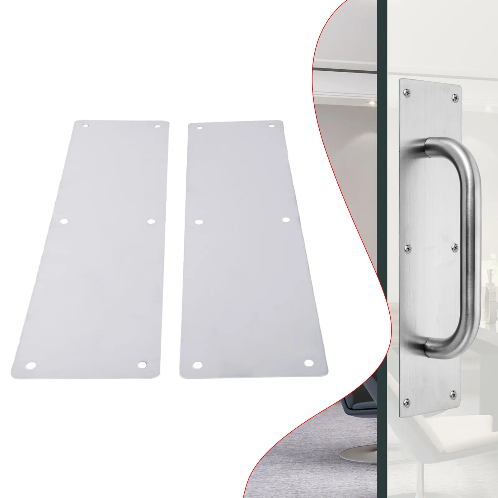Brand New Exquisite High Quality Door Kick Plate Hardware Silver Without Word Plate Kick Plate Stainless Steel Door Protection
