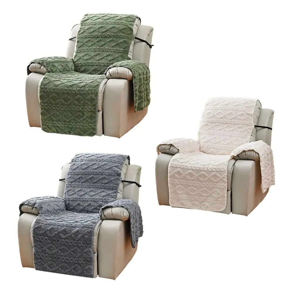 Plush Velvet Recliner Cover for Massage Chairs Thick Double Sided Protection Against Stains and Scratches Easy Care Material