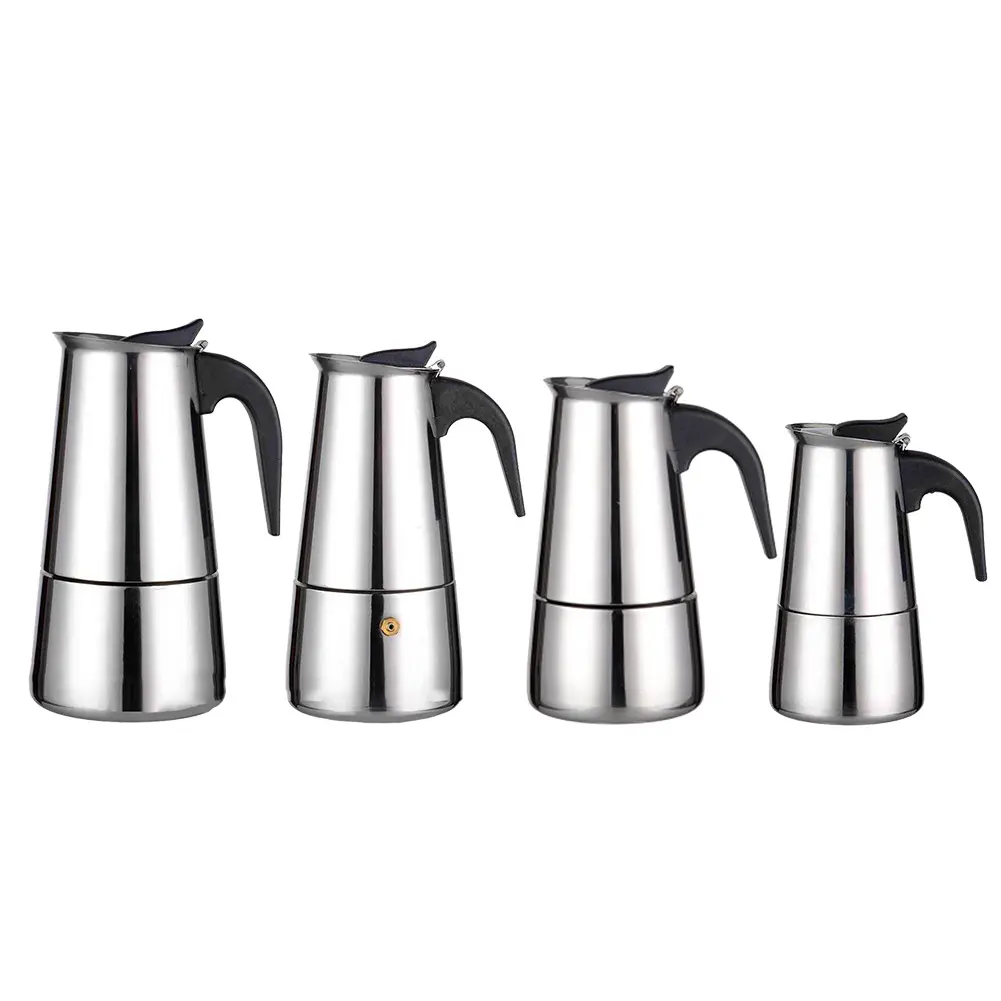 Stainless Steel Moka Pot Coffee Maker 2469 Cups Equipped with Safety Features for a Superior Brewing Experience
