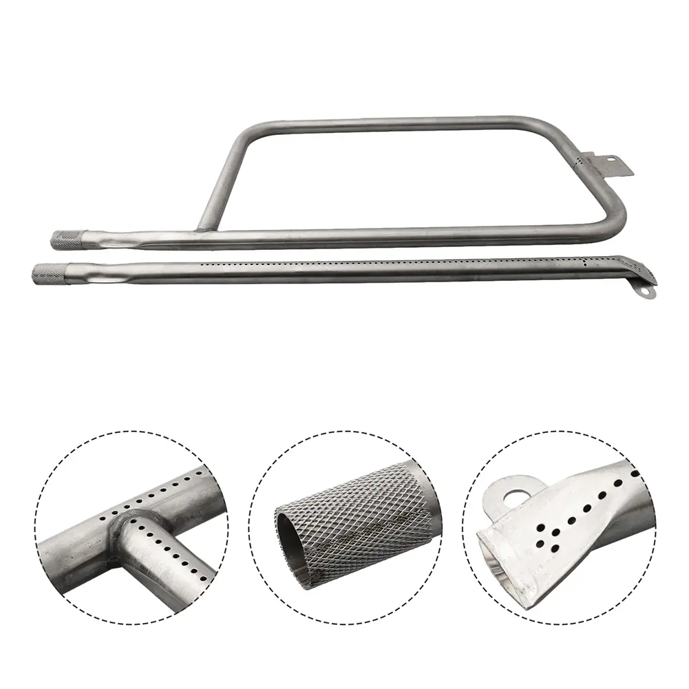 Curved Burner Gas Grill Burner Backyard BBQ Efficient Flame Distribution 304 Stainless Steel Material For Weber Q320
