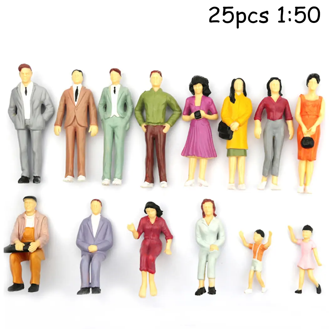 25pcs Model People Figures Mixed People Model Simulated Human Model Building Sand Table Railway Parked Street Model Decor