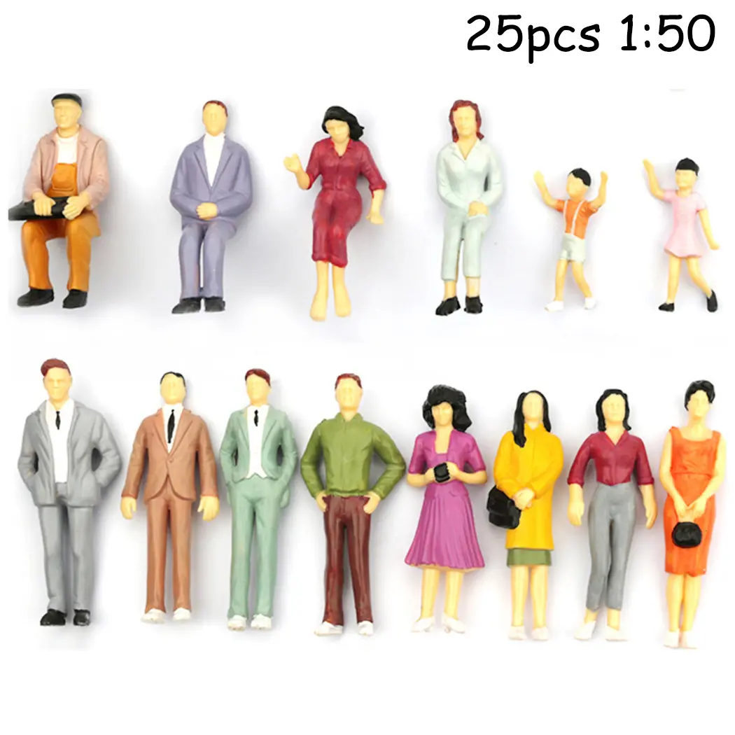 25pcs Model People Figures Mixed People Model Simulated Human Model Building Sand Table Railway Parked Street Model Decor