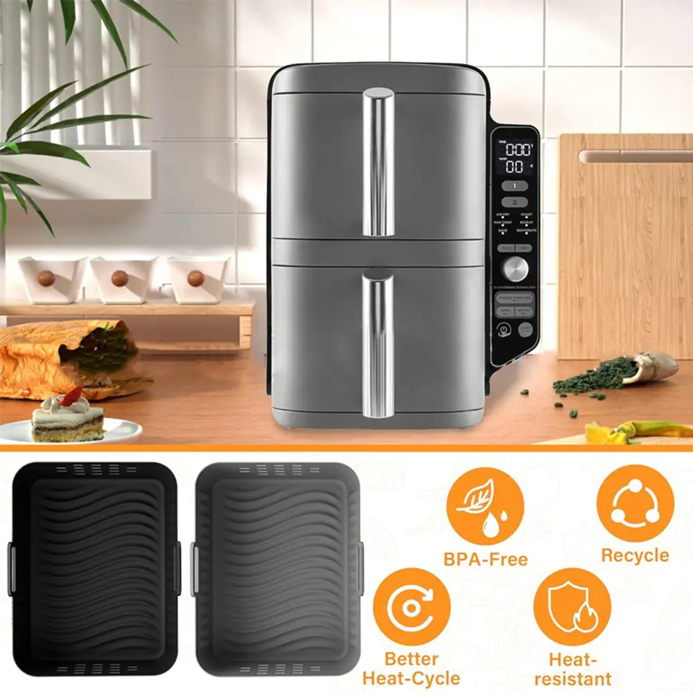 Air Fryer Accessory Silicone Mat Silicone Rectangular Baking Mat Silicone Baking Tray Easy To Clean Air Frying