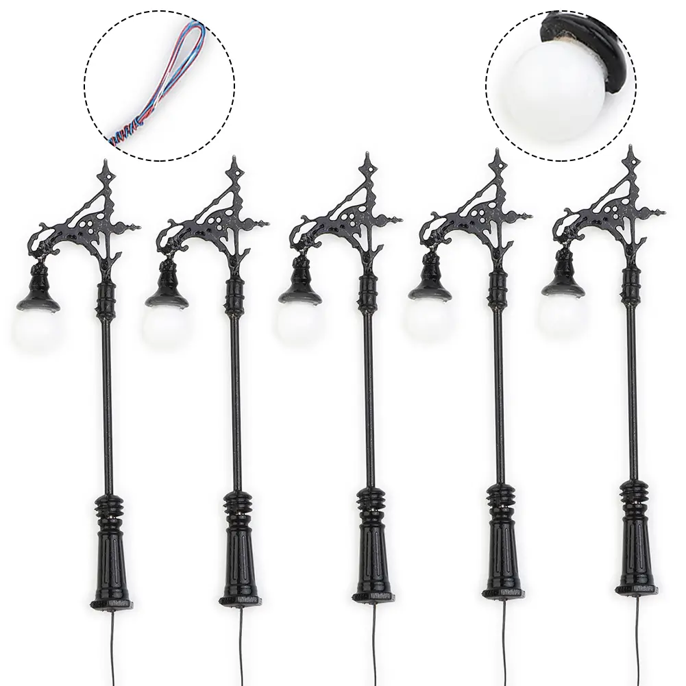 Set of Five N Gauge LEDs Perfectly Scaled Street Lamps for Your Model Train Layouts Operating on Low Voltage Supply