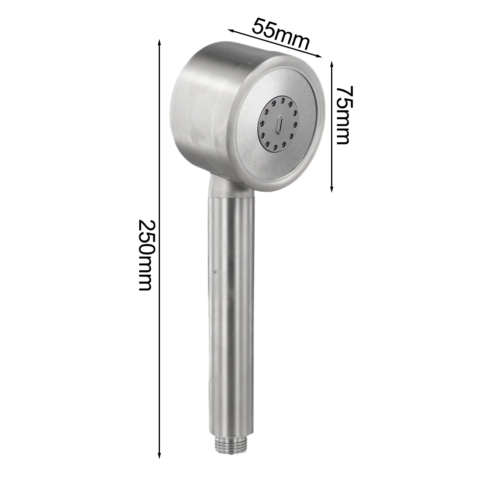 High Pressure Shower Head Stainless Steel Shower Head Anti-Overheating Handle Gentle Flow Setting Low Water Pressure Compatible
