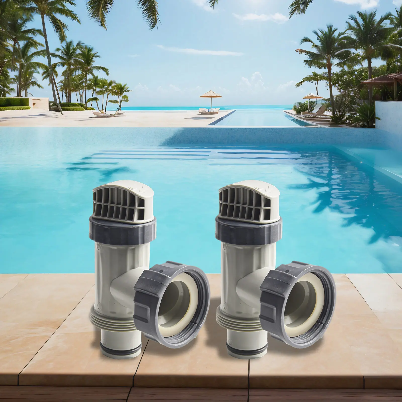 Filter Pump Valve Gray Pool Pump Assembly Includes Step Washers Efficient Water Flow Control Gray Color Swimming Pool